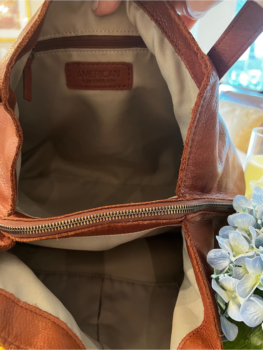 Leather American Leather Co Brown Genuine Leather Hobo Shoulder Bag Tote Brown - Picture 7 of 10